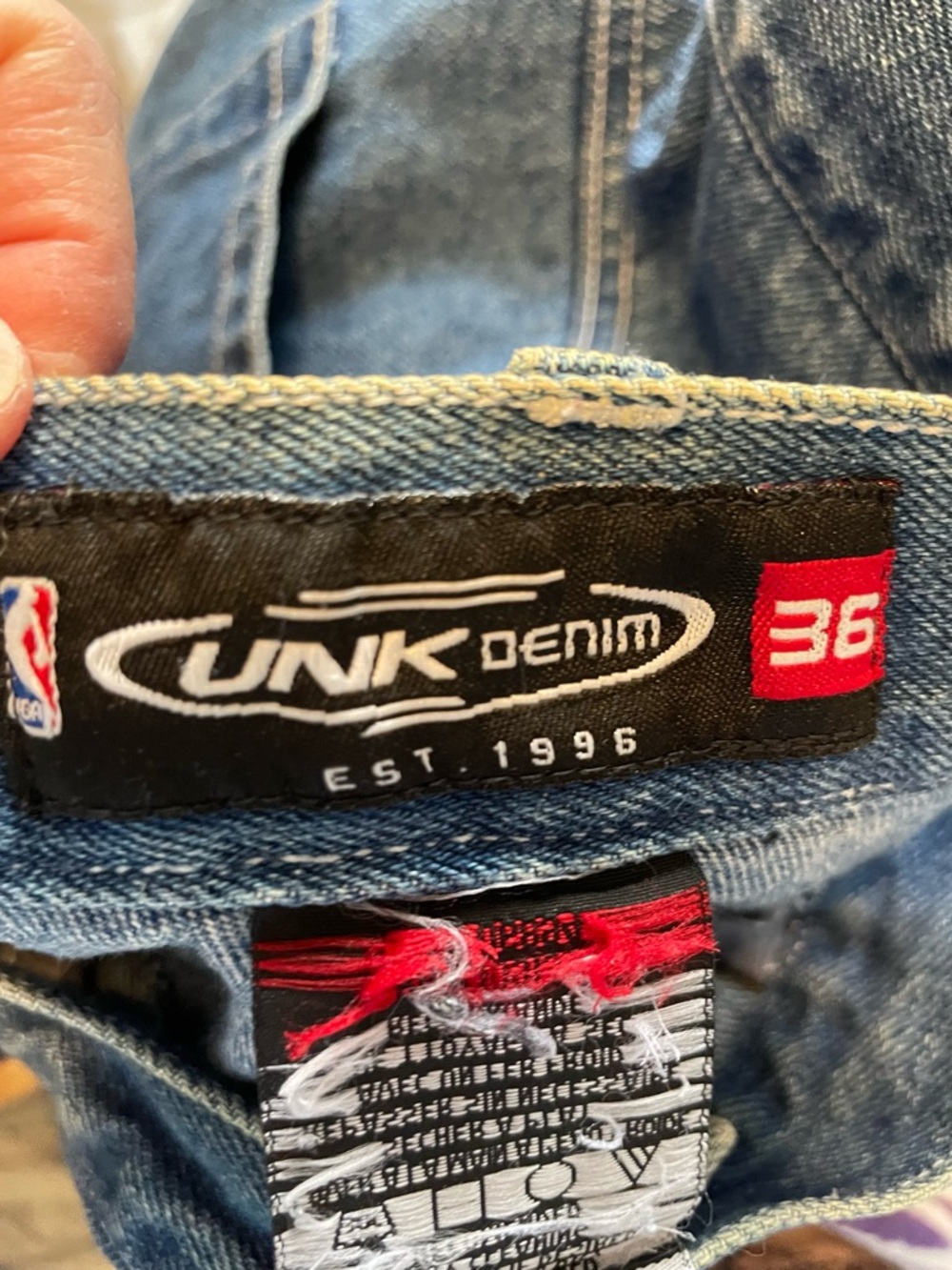 Men's Blue Denim Jean Shorts with Red Rockets Logo - Picture 5 of 14